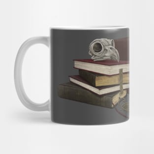 Owl Skull and Books Mug